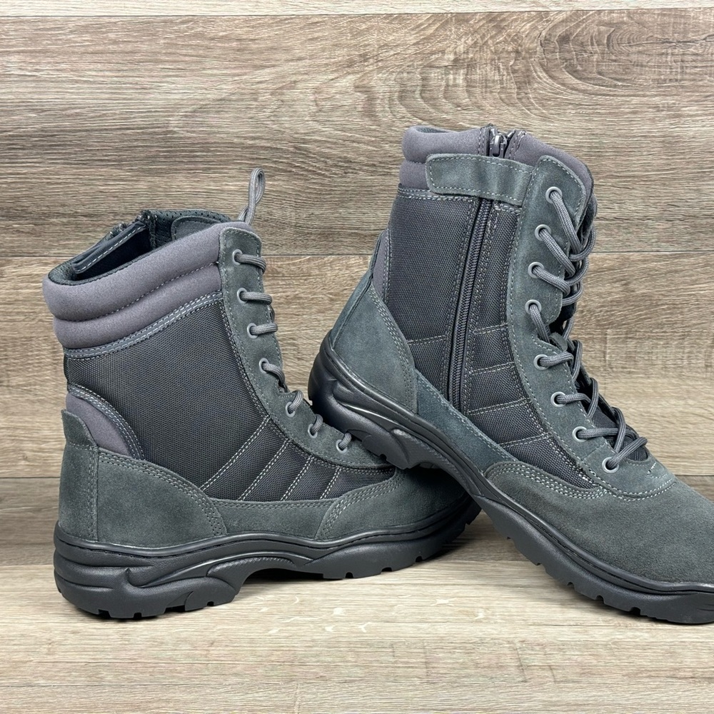 NORTIV 8 Men's Military Tactical Work Boots Side Zipper Leather Motorcycle
